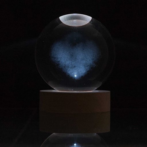 LAMPE EN VERRE GRAVÉE EFFET BOULE DE CRISTAL 