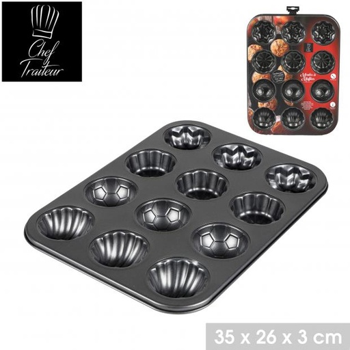 LE FOUR - MOULE À MUFFINS MIX 4 DESIGNS 12 EMPREINTES - 35X26XH3CM