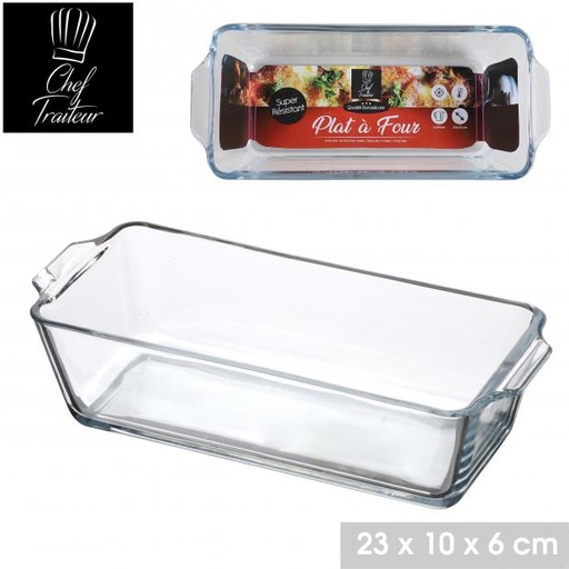 CHEF TRAITEUR - PLAT À FOUR EN VERRE BOROSILICATE RECTANGULAIRE - 23X10XH6CM