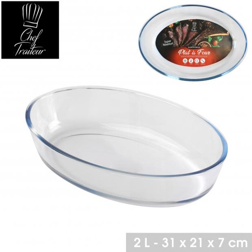 CHEF TRAITEUR - PLAT À FOUR EN VERRE BOROSILICATE OVAL - 31X21XH7CM