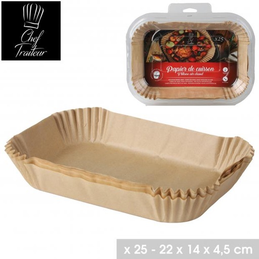 PAPIER DE CUISSON JETABLE COMPATIBLE TOUS FEUX - 25 PIÈCES - 22X14XH4,5CM