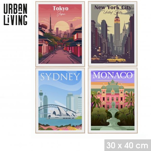 AFFICHE ENCADRÉE - FAMOUS PLACE - 30X40CM 4 DESIGNS DISPONIBLES