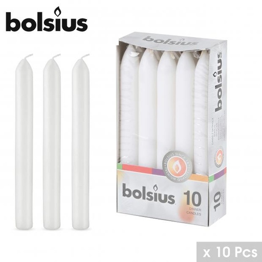 BOLSIUS - 10 BOUGIES MÉNAGE BLANCHE