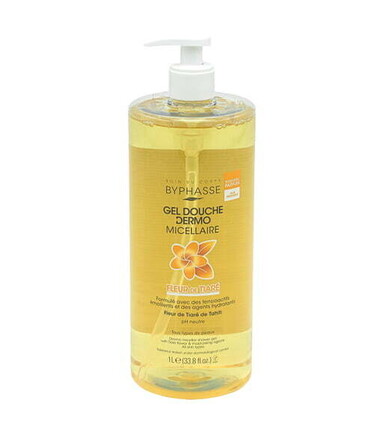 BYPHASSE GEL DOUCHE DERMO MICELLAIRE - 1 LITRE - FLEUR DE TIARÉ