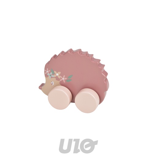 JOUET D’ÉVEIL EN BOIS AVEC ROULETTES 11*5*H9CM HÉRISSON FORET MAGIQUE