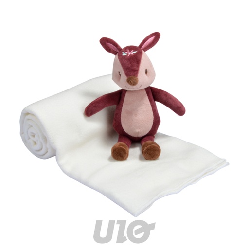 DOUDOU FAON ET SON PLAID POLYESTER 80*100CM FORÊT MAGIQUE