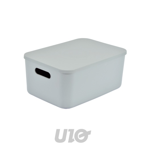 BOITE AVEC COUVERCLE PLASTIQUE 10,5L 35.5*25.5*H.16CM GRIS