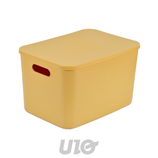 BOITE AVEC COUVERCLE PLASTIQUE 15,5L 35.5*25.5*H.23CM OCRE