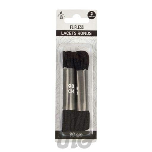 SET DE 2 PAIRES DE LACETS RONDS 90CM NOIR