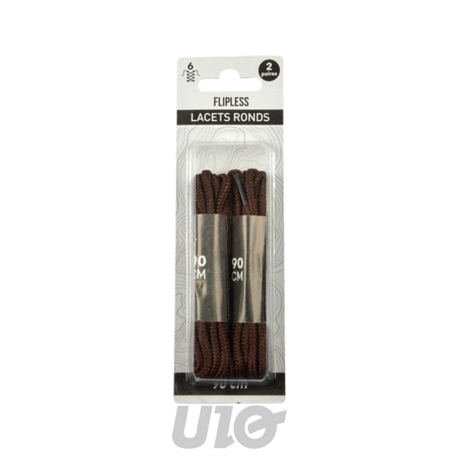 SET DE 2 PAIRES DE LACETS RONDS 90CM MARRON