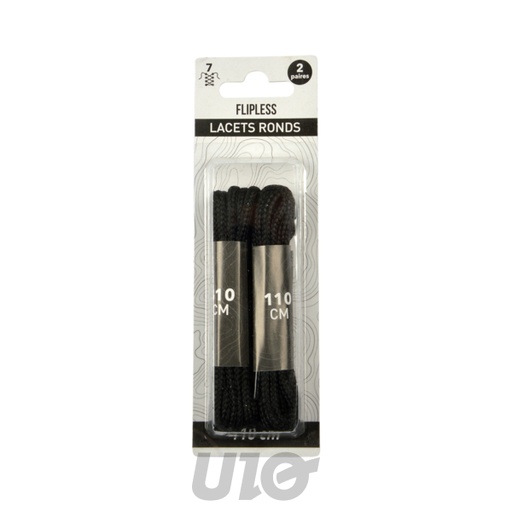 SET DE 2 PAIRES DE LACETS RONDS 110CM NOIR