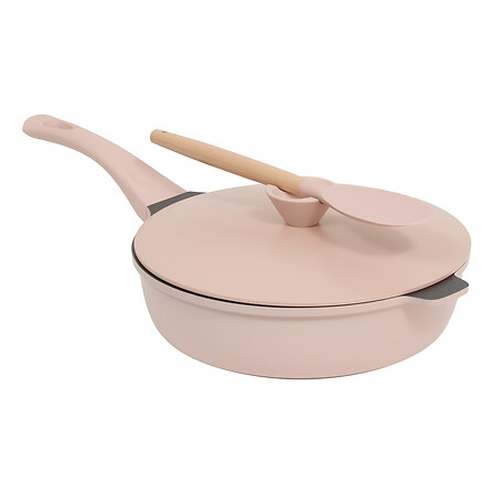 SAUTEUSE AVEC PANIER ET USTENSILE - 28CM - FONTE D'ALUMINIUM - ROSE