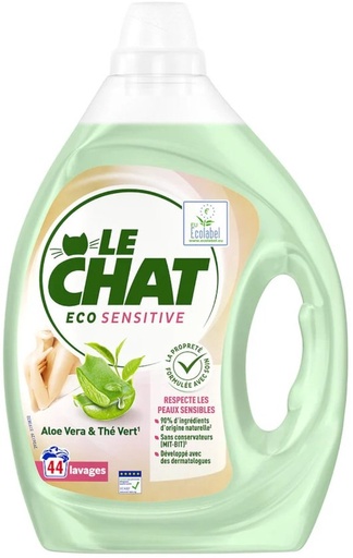 LE CHAT LESSIVE 44D 1,98L ECO SENSITIVE ALOÉ & THÉ VERT