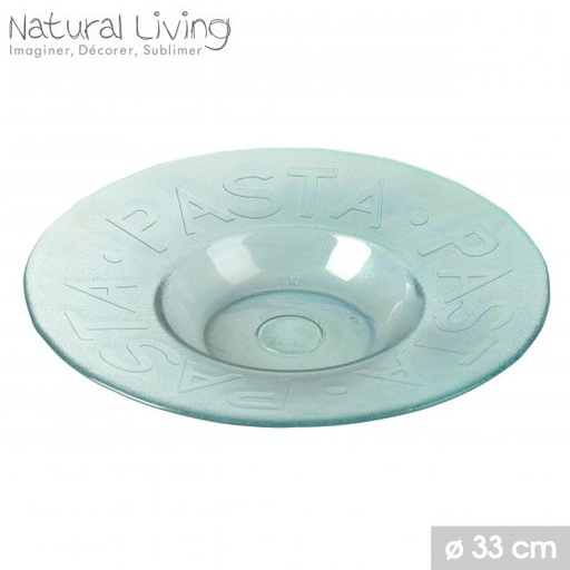 NATURAL LIVING ASSIÈTTE À PATES D30,5CM EN VERRE RECYCLE