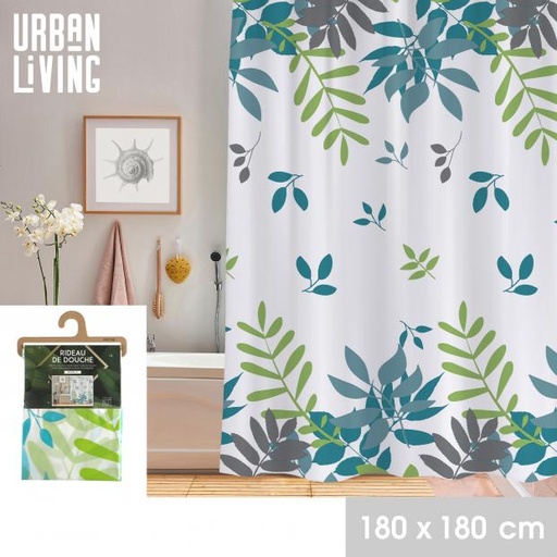 RIDEAU DE DOUCHE EN PLASTIQUE AVEC 12 ANNEAUX DESIGN LATE SUMMER 180X180CM