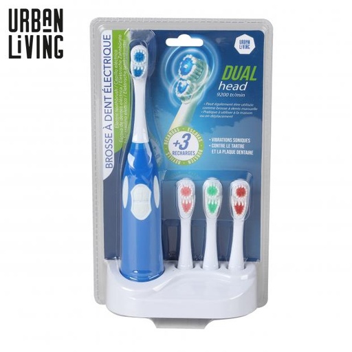BROSSE À DENT ÉLECTRIQUE AVEC 3 RECHARGES ET SUPPORT