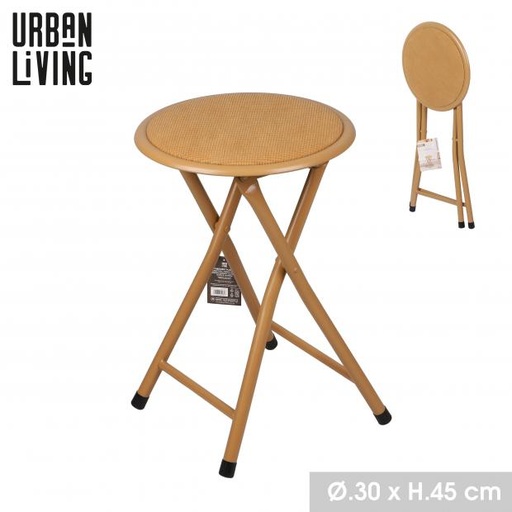 TRENDY TABOURET PLIABLE TISSU GAUFRE CAMEL 30X30XH45CM