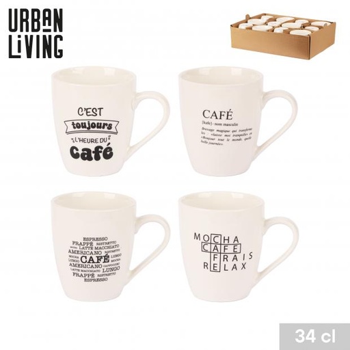 MUG EN PORCELAINE 34CL - 4 DÉCORS CAFÉ DISPONIBLES