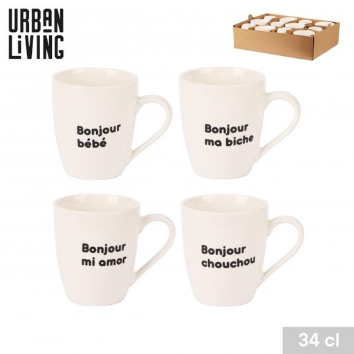MUG EN PORCELAINE 34CL - 4 DÉCORS MESSAGE DISPONIBLES