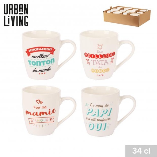MUG EN PORCELAINE 34CL - 4 DÉCORS FAMILY DISPONIBLES