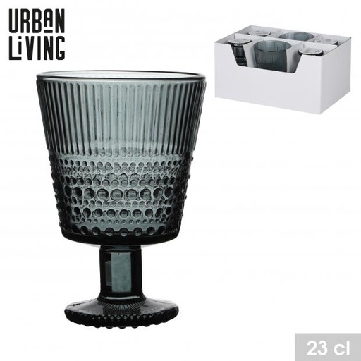 PEARL STONE VERRE À PIED COULEUR GRISE 23CL DIAM 8,5 X H13CM