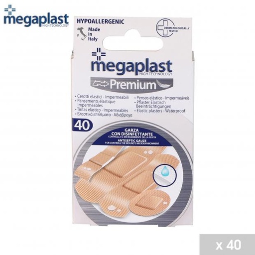 MEGAPLAST PREMIUM PANSEMENTS ÉLASTIQUE IMPERMÉABLE ASSORTIS - 40 PIÈCES