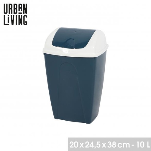 PASHA POUBELLE FLIP 10 LITRES BICOLORE BLANCHE ET DARK SAPPHIRE