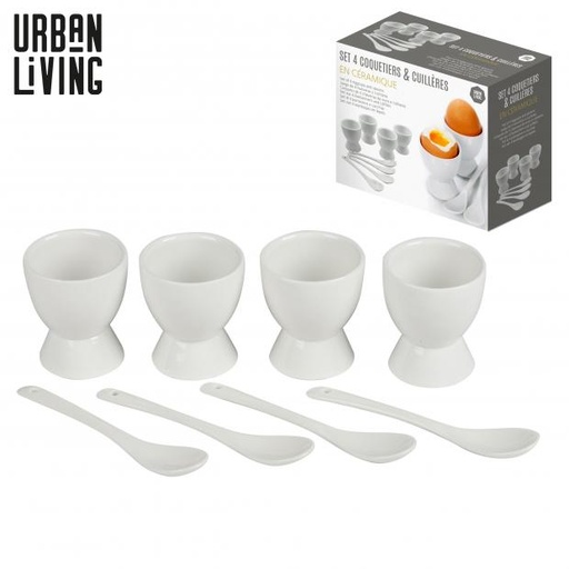 LA CERAMIQUE - SET DE 4 COQUETIERS ET CUILLÈRES EN CÉRAMIQUE D5,5XH6,3CM