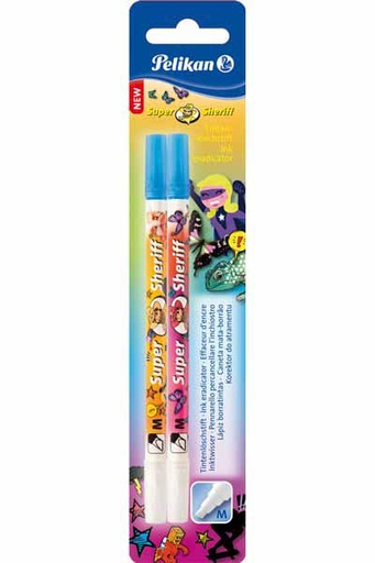 Pelikan Super Sheriff Effaceur d'encre Bleu - Lot de 2