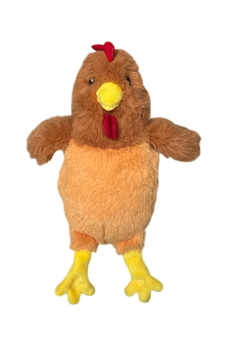JOUET PELUCHE COQ ORANGE - TÊTE MARRON 20CM