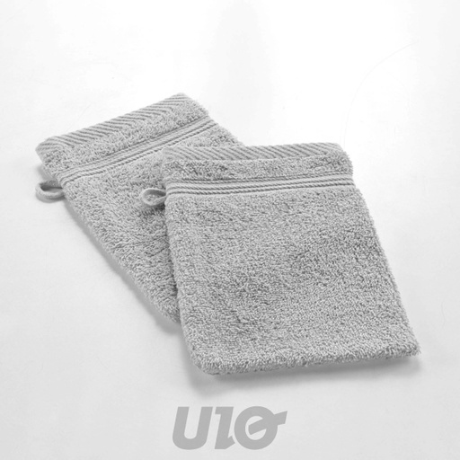 2 GANTS DE TOILETTE 15x21CM ÉPONGE UNIE TENDRESSE GRIS PERLE