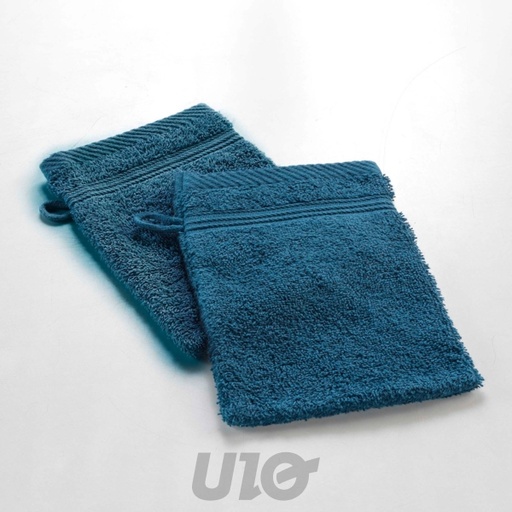 2 GANTS DE TOILETTE 15x21CM ÉPONGE UNIE TENDRESSE SAPHIR