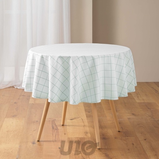 NAPPE RONDE DIAMÈTRE 180CM COTON ET POLYESTER TISSE AXEL SAUGE