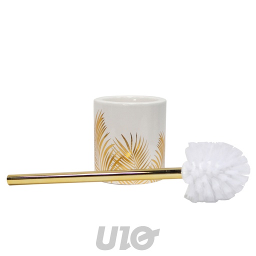 BROSSE WC 10.6x40CM CÉRAMIQUE IMPRIMÉE OR ORBELLA BLANC