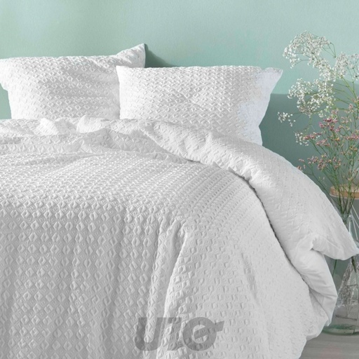 PARURE DE LIT DE 3 PIÈCES 240x220CM MICROFIBRE UNIE GAUFRÉE LITEA