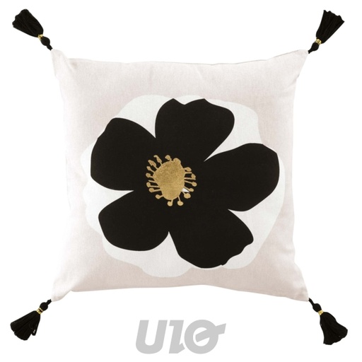 COUSSIN DÉHOUSSABLE AVEC POMPONS 45x45CM COTON IMPRIMÉ OR ISSEY DES. PLACE