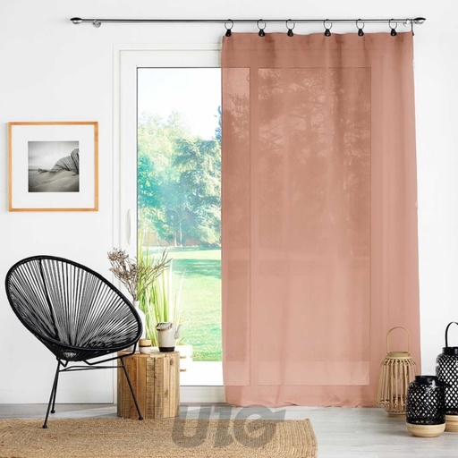 PANNEAU À ANNEAUX 140x240CM VOILE TISSÉ LINKA BLUSH