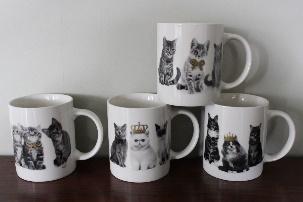 [TS-BR49C] Maxime Home Mug Blanc Chats Royaux 4 Décors Assortis 40cl