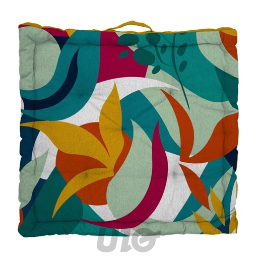 COUSSIN DE SOL 50 x 50 x 10 CM COTON IMPRIMÉ CARAIBES