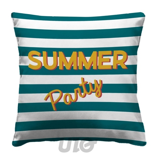 COUSSIN DÉHOUSSABLE 50x50 CM POLYESTER IMPRIMÉ DÉPERLANT SUMMER PARTY ÉMERAUDE