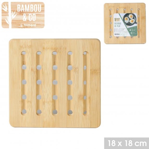 BAMBOU & CO - DESSOUS DE PLAT CARRÉ EN BAMBOU 18X18CM