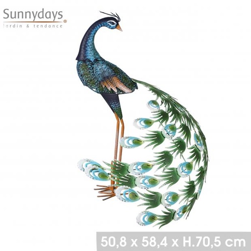 MON JARDIN - STATUETTE PAON EN MÉTAL - 51X58XH70CM