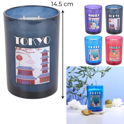 BOUGIE PARFUMÉE EN VERRE H14.5CM VOYAGE