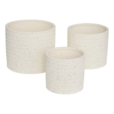 Lot de 3 Cache-pots Céramique Atmosphera ELLY Blanc Moucheté H16/19/21cm