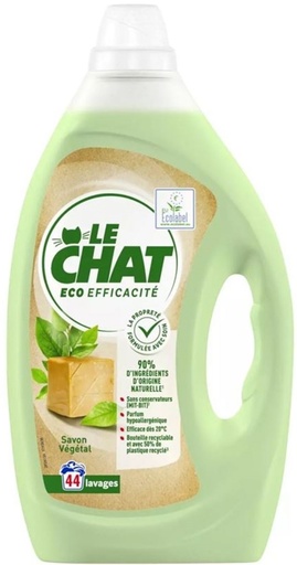 LE CHAT LESSIVE 44D 1,98L ECO-EFFICACITE SAVON VÉGÉTAL