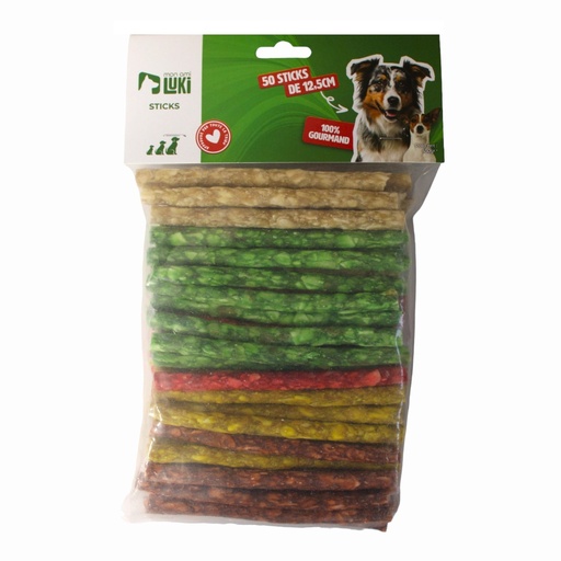 Mon Ami Luki - 50 Sticks à Mâcher Chien Multicolores 12.5cm
