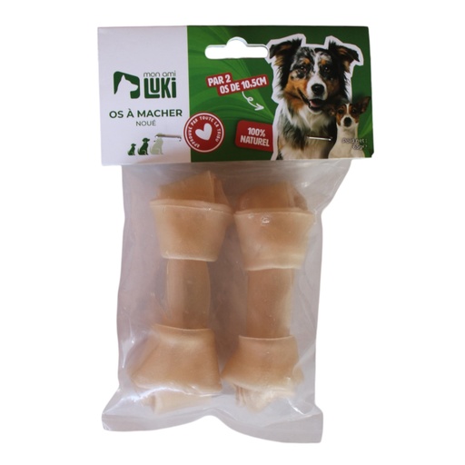 Mon Ami LUKI Os à Mâcher Noué 10.5cm, Lot de 2 pour Petits Chiens 100% Naturel
