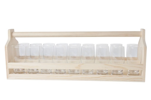Plateau bois naturel 18 Verres à Shot - Service & Dégustation