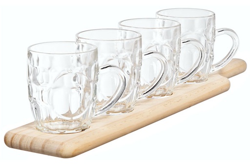 COSY & TRENDY Set Dégustation Bière 4 Verres 285ml Planche Bois