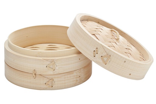 Panier Vapeur Bambou 2 Niveaux Ø15cm Dim Sum avec Couvercle